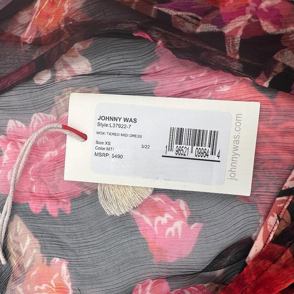 Johnny Was Moxi Tiered Midi Dress Size Extra Small - Picture 9 of 13